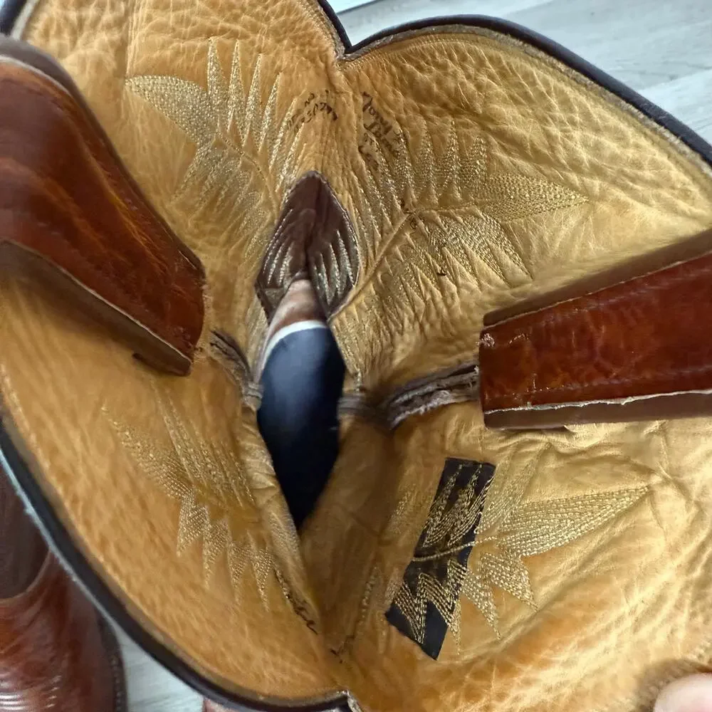 Tony Lama Men's Brown Leather 6531 Western Cowboy Boots Size 9.5B